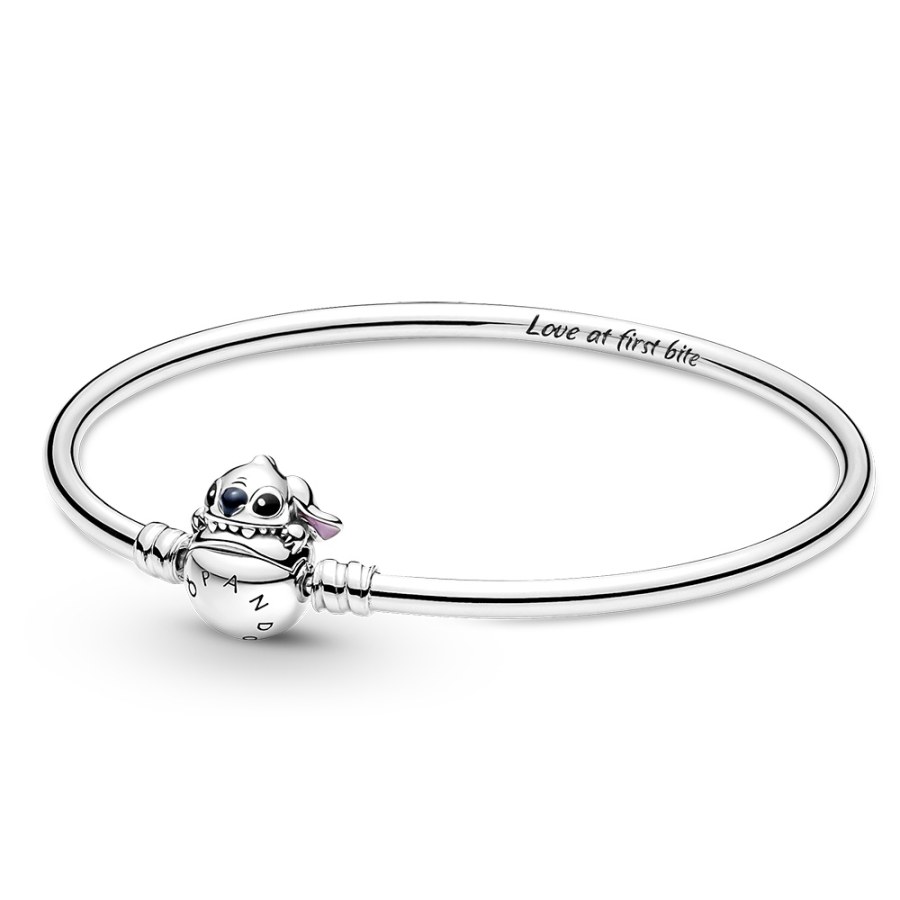 Pandora Pevný stříbrný náramek Stitch Disney Moments 591683C01 21 cm - Náramky Náramky se symboly