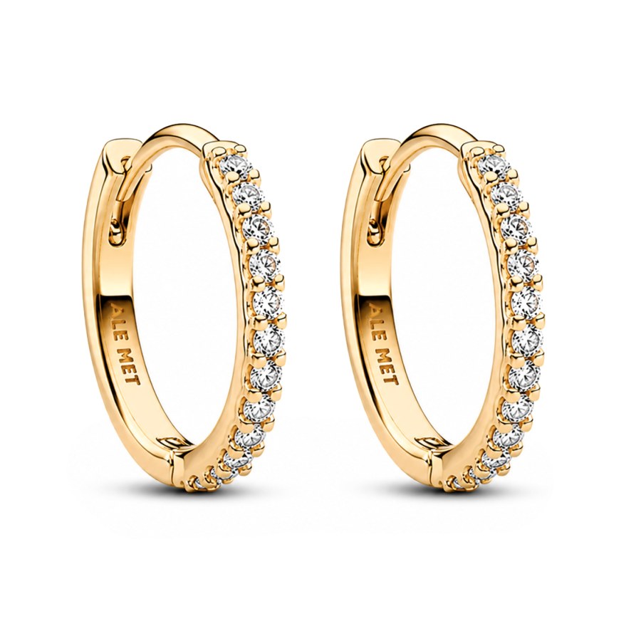 Pandora Pozlacené kruhové náušnice se zirkony Shine Timeless 264649C01