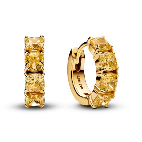 Pandora Pozlacené kruhy se žlutými křišťály Timeless Shine 263851C02 - Náušnice Kruhy