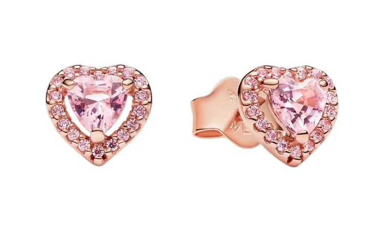 Pandora Pozlacené náušnice Růžové srdíčko Rose Timeless 288427C02 - Náušnice Pecky