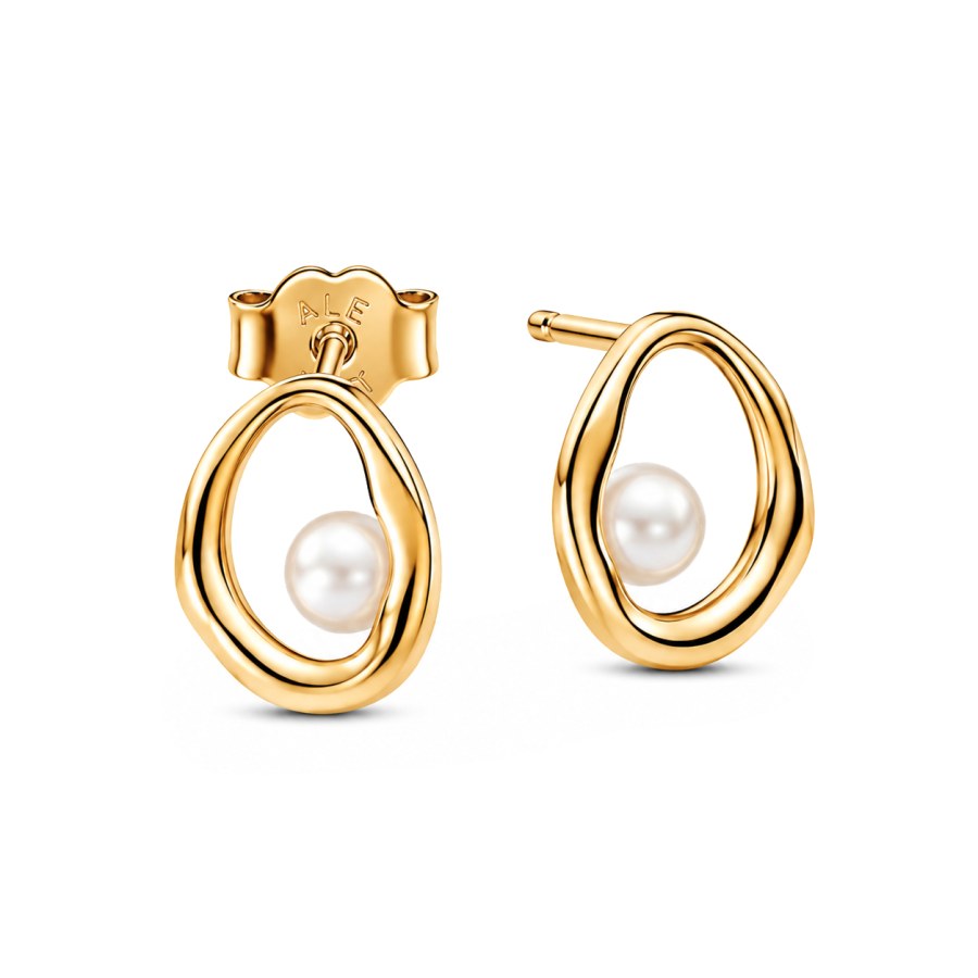Pandora Pozlacené náušnice s pravými perlami Essence Shine 263295C01