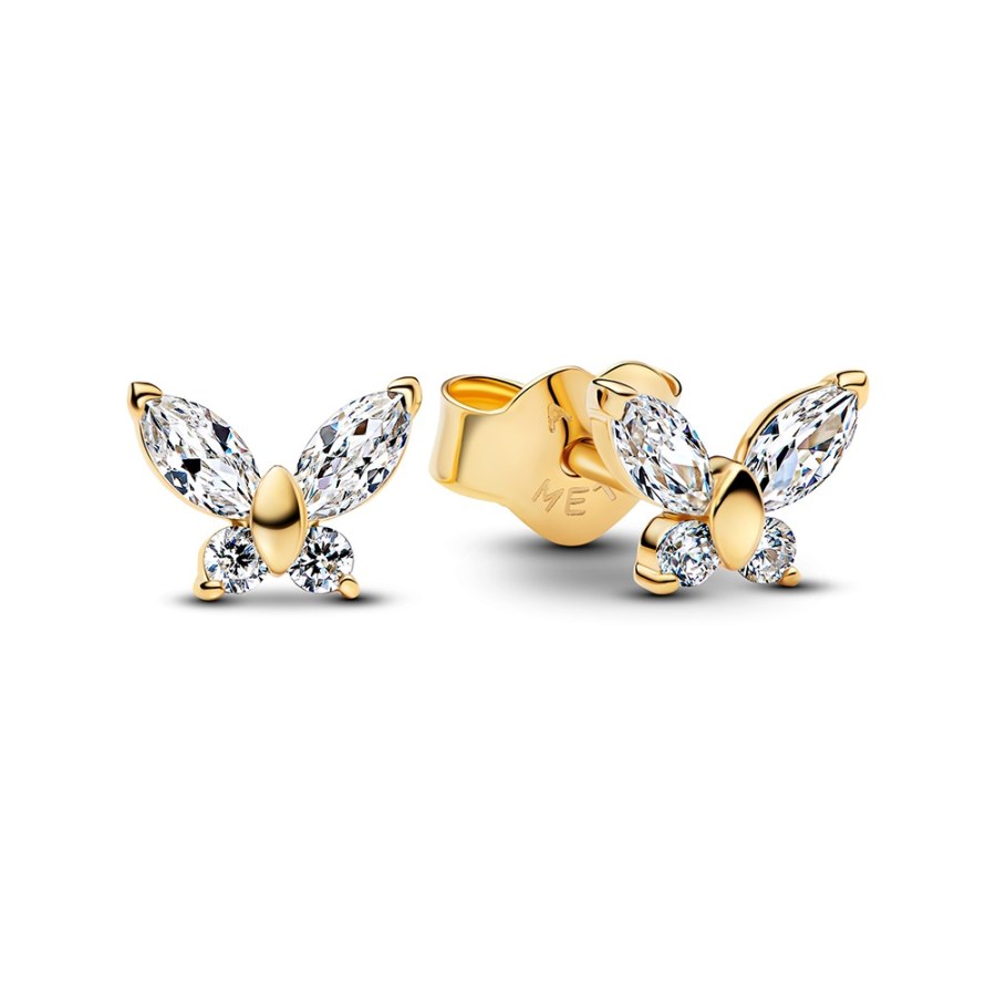 Pandora Pozlacené pecky Motýlek se zirkony Shine Timeless 264264C01 - Náušnice Pecky