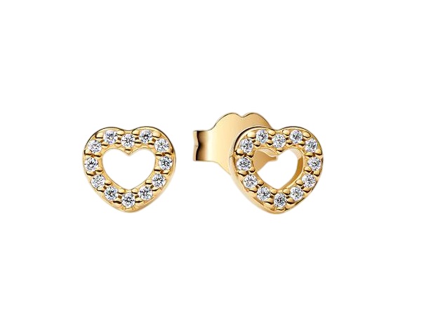 Pandora Pozlacené pecky Srdíčka se zirkony Shine Timeless 260528C01