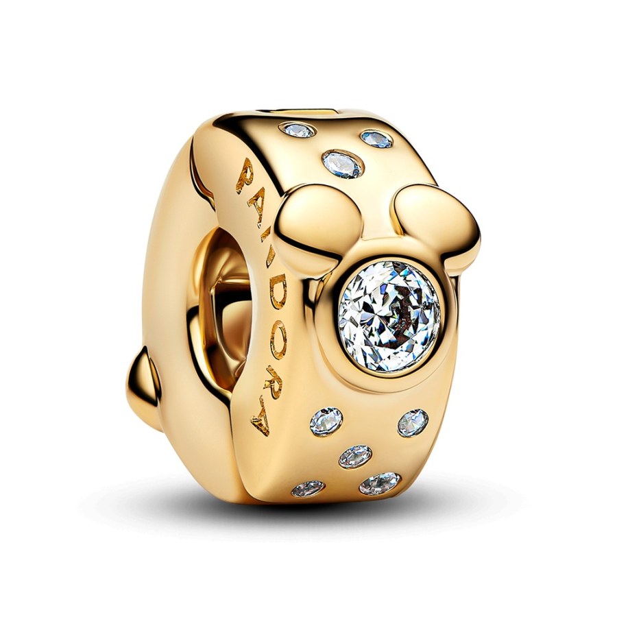 Pandora Pozlacený klipový korálek Mickey a&nbsp;Minnie Shine 764130C01 - Přívěsky Přívěsky na náramky