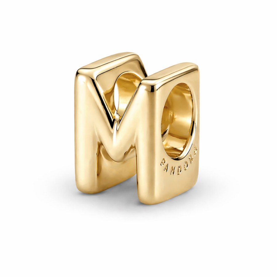 Pandora Pozlacený korálek "M" Shine Moments 763959C00