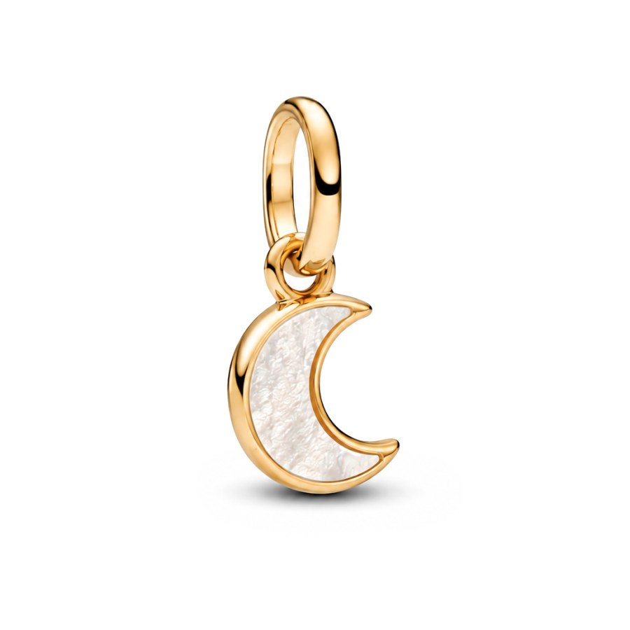 Pandora Pozlacený mini přívěsek Půlměsíc s&nbsp;perletí Shine 764614C01 - Přívěsky Přívěsky na náramky