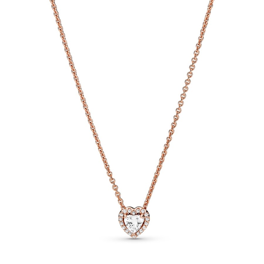 Pandora Pozlacený náhrdelník s třpytivým srdíčkem Rose Timeless 388425C01-45 Pandora Pozlacený náhrdelník s třpytivým srdíčkem Rose Timeless 388425C01-45 - Náhrdelníky
