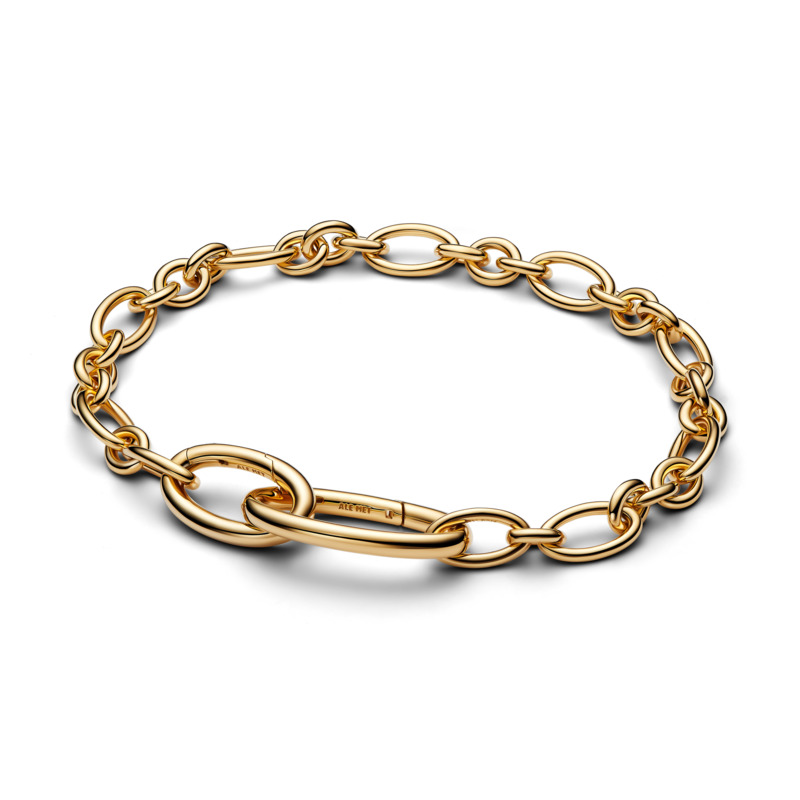 Pandora Pozlacený náramek s&nbsp;oválnými články Shine ME 564678C00 16 cm - Náramky Řetízkové náramky