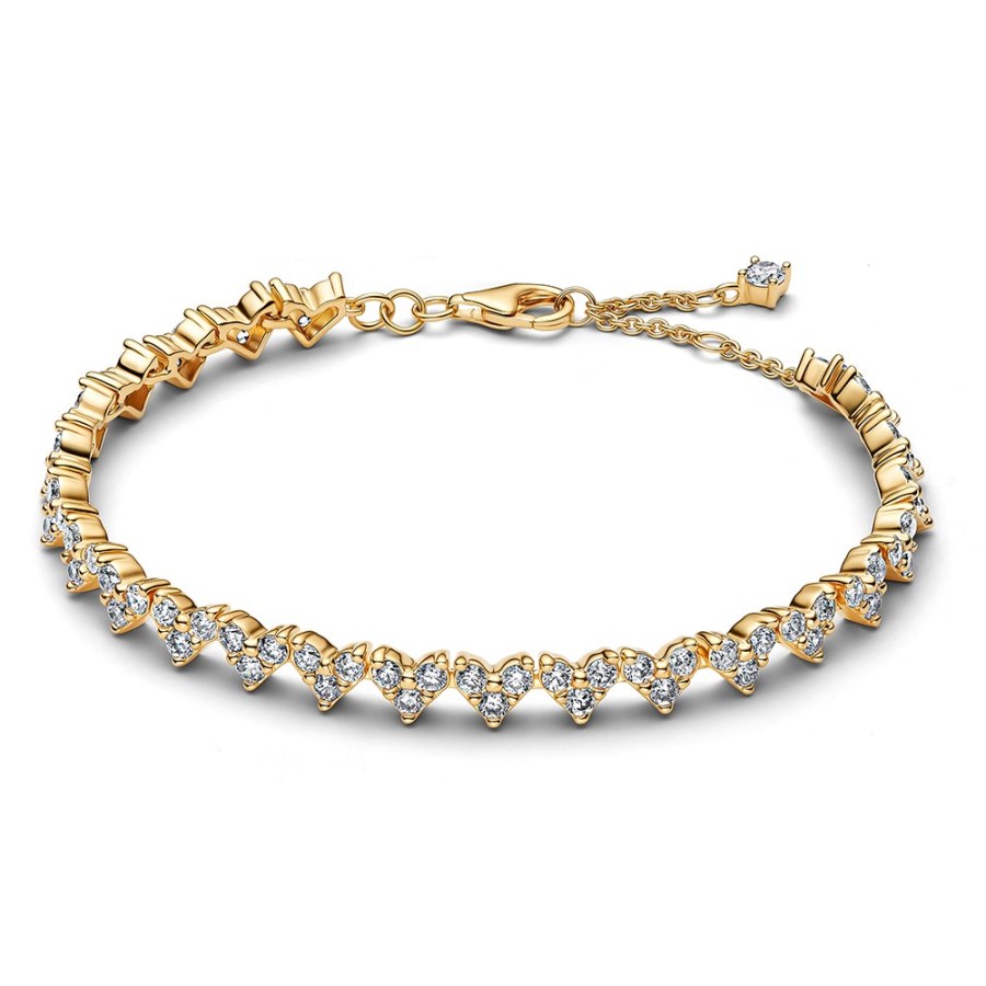 Pandora Pozlacený náramek se srdíčky Shine Timeless 560041C01 20 cm
