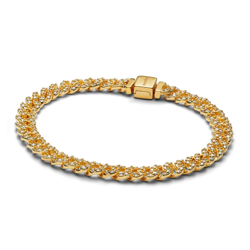 Pandora Pozlacený náramek z kubánského řetízku Shine Timeless 563008C01 20 cm