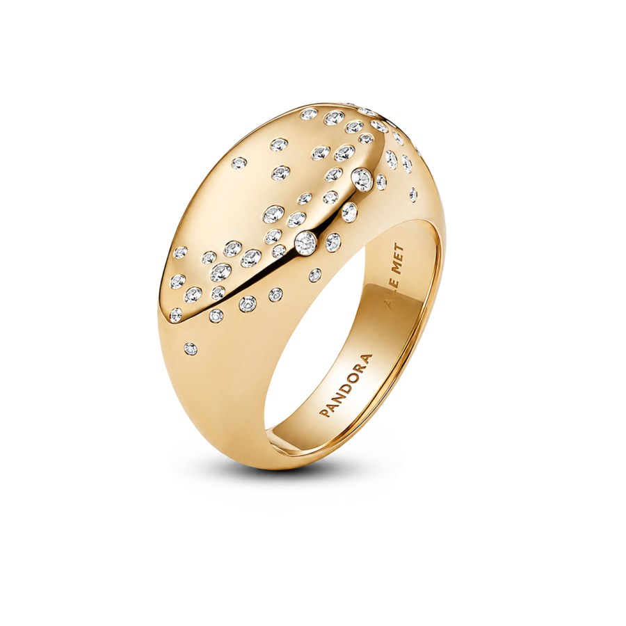 Pandora Pozlacený pečetní prsten se zirkony Shine Essence 164671C01 56 mm - Prsteny Prsteny s&nbsp;kamínkem
