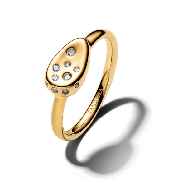 Pandora Pozlacený pečetní prsten se zirkony Shine Essence 164672C01 58 mm