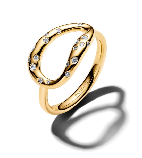 Pandora Výrazný pozlacený prsten se zirkony Shine Essence 164676C01 54 mm