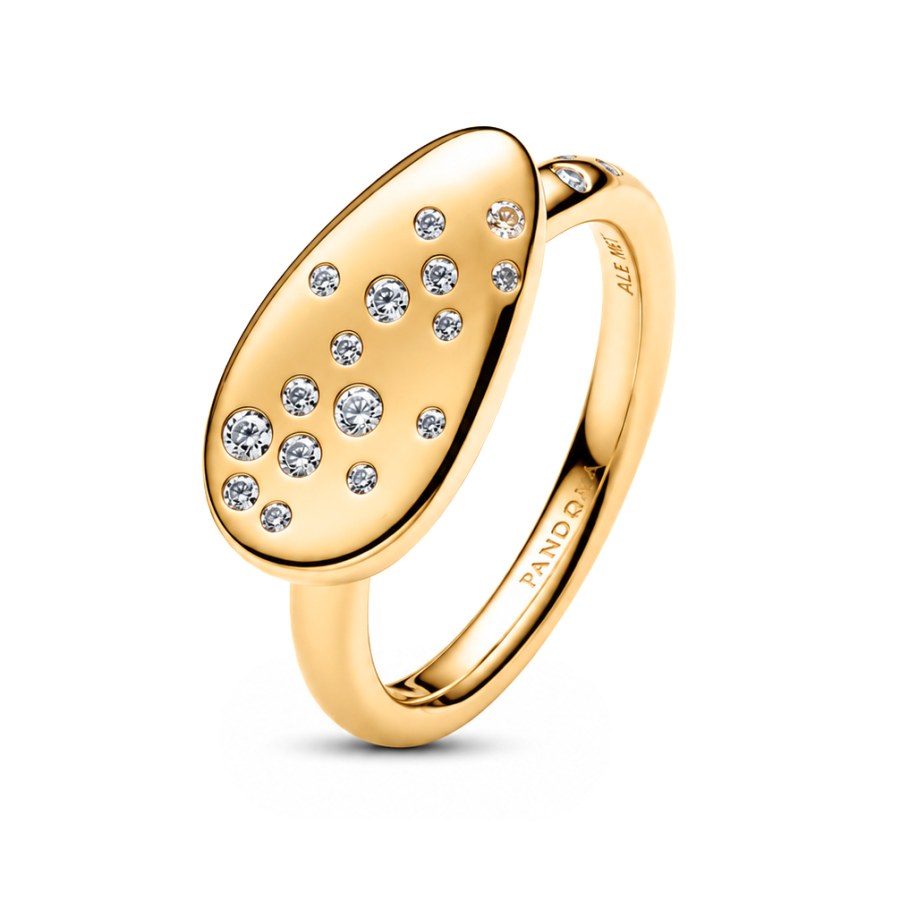 Pandora Pozlacený pečetní prsten se zirkony Shine Essence 164707C01 52 mm - Prsteny Prsteny s&nbsp;kamínkem