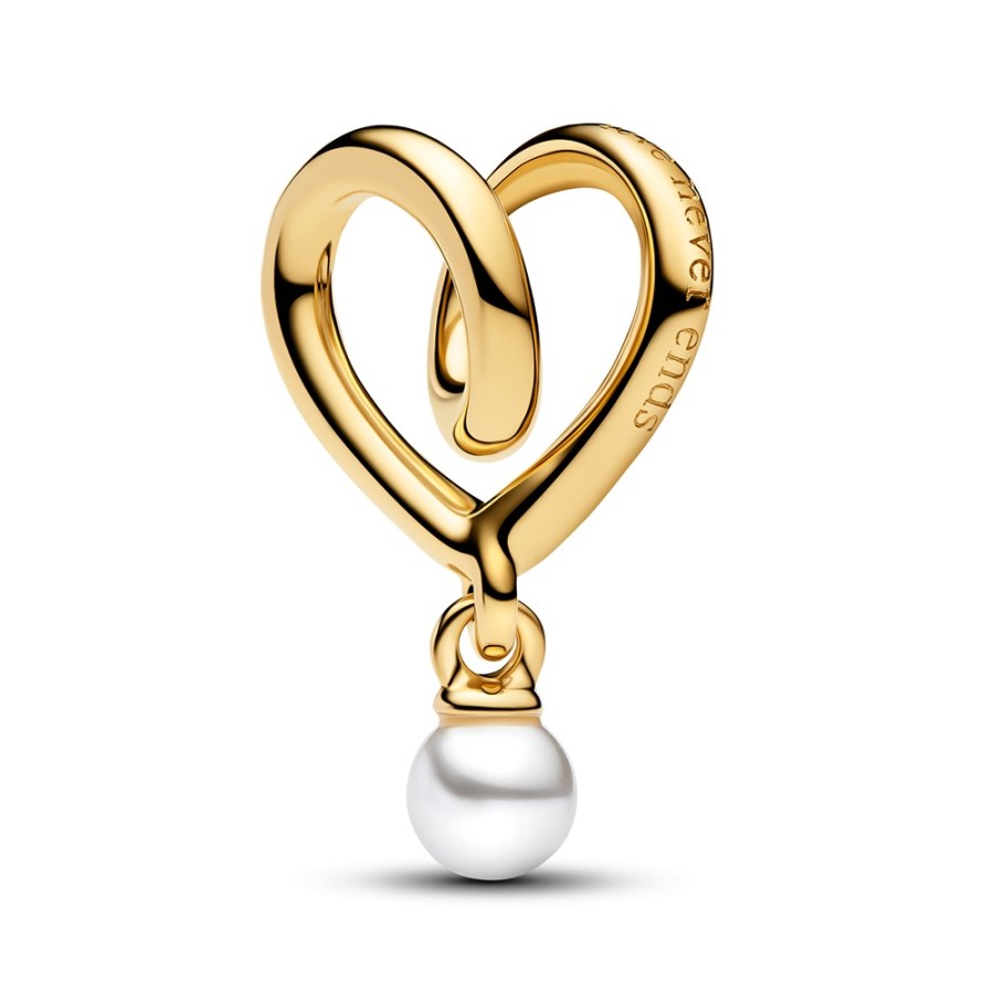 Pandora Pozlacený přívěsek Srdce s&nbsp;perlou Shine Moments 764138C01 - Přívěsky Přívěsky na náramky