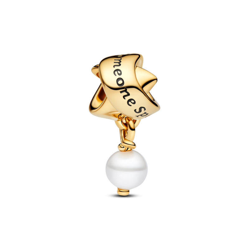 Pandora Pozlacený přívěsek Stuha s perlou Shine 763784C01 Pandora Pozlacený přívěsek Stuha s perlou Shine 763784C01 - Přívěsky a korálky