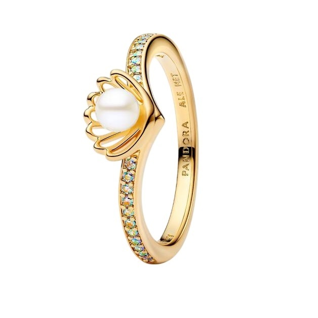 Pandora Pozlacený prsten Lastura princezny Ariel Disney Shine 163654C01 52 mm - Prsteny Prsteny s&nbsp;kamínkem