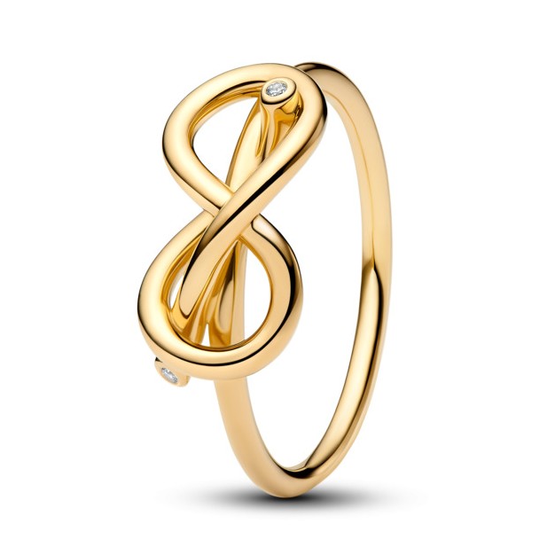 Pandora Pozlacený prsten Uzel nekonečna s kubickými zirkony Shine Moments 163759C01 50 mm Pandora Pozlacený prsten Uzel nekonečna s kubickými zirkony Shine Moments 163759C01 50 mm - Prsteny Prsteny bez kamínku