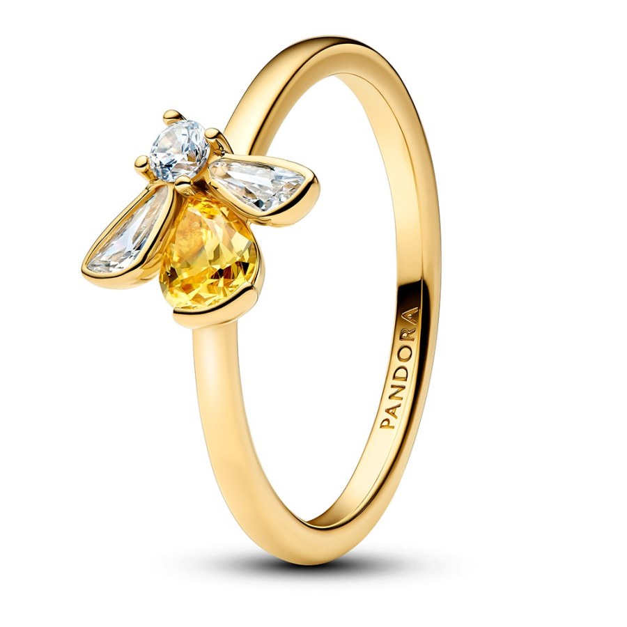 Pandora Pozlacený prsten Včelka Shine 164562C01 58 mm