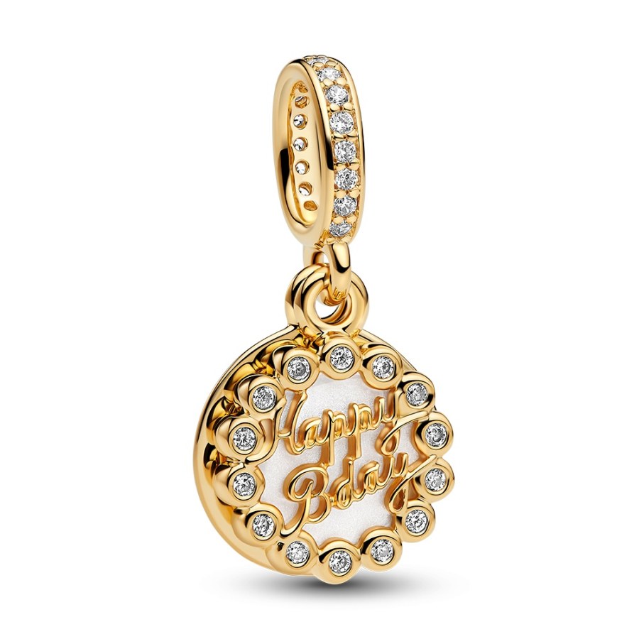 Pandora Pozlacený visací přívěsek Narozeninový dort Shine 763787C01 Pandora Pozlacený visací přívěsek Narozeninový dort Shine 763787C01 - Přívěsky a korálky