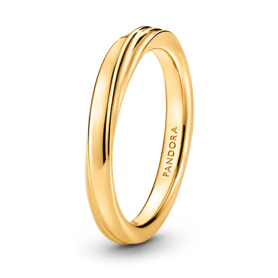 Pandora Pozlacený vlnitý prsten Shine Essence 163888C00 50 mm