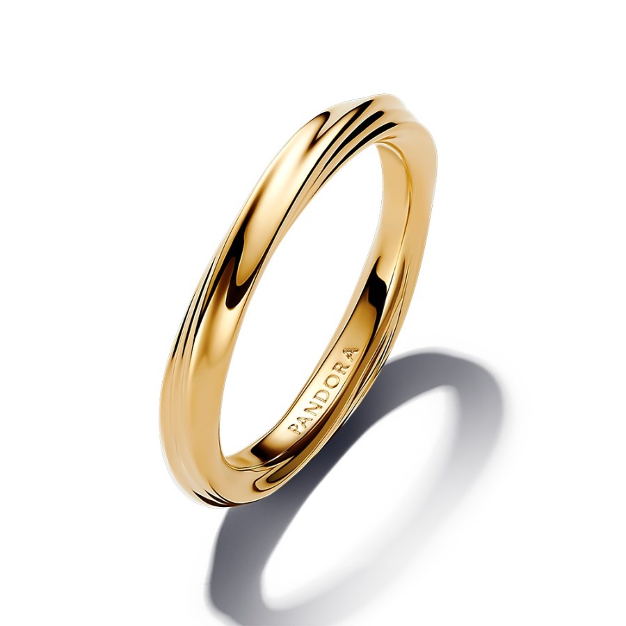 Pandora Pozlacený vlnitý prsten Shine Essence 163888C00 50 mm - Prsteny Prsteny bez kamínku