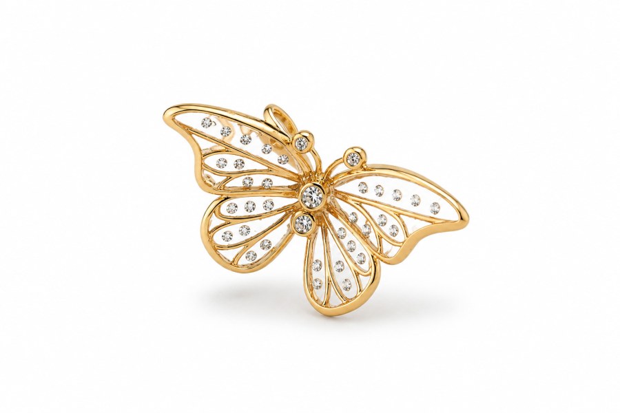 Pandora Překrásný pozlacený korálek Motýl Shine Moments 764487C01