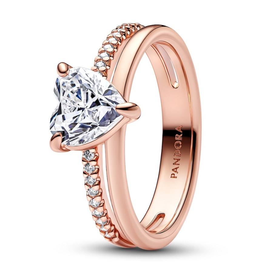 Pandora Překrásný pozlacený prsten se zirkony Timeless Rose 183100C01 58 mm - Prsteny Prsteny s&nbsp;kamínkem