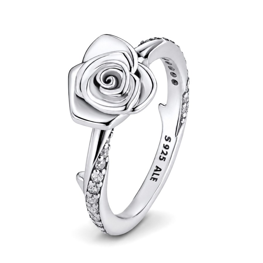 Pandora Půvabný stříbrný prsten Rozkvetlá růže 193215C01 50 mm