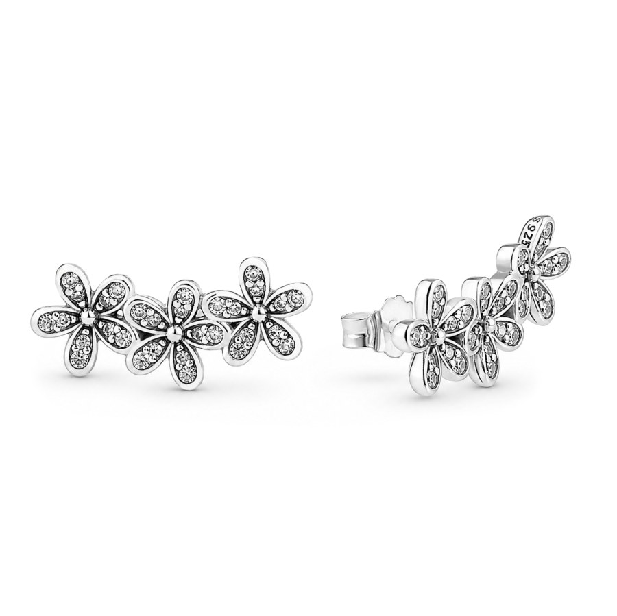 Pandora Romantické podélné náušnice ze stříbra Sedmikrásky 290744CZ