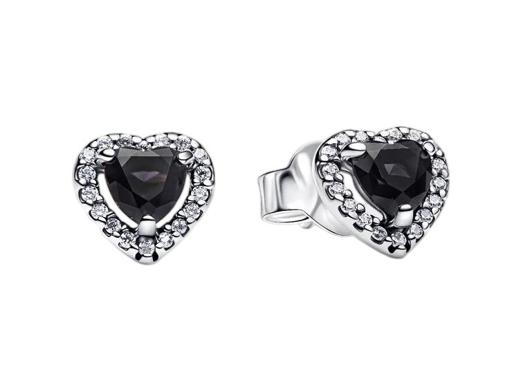 Pandora Romantické náušnice Černé srdce Timeless 298427C03 - Náušnice Pecky