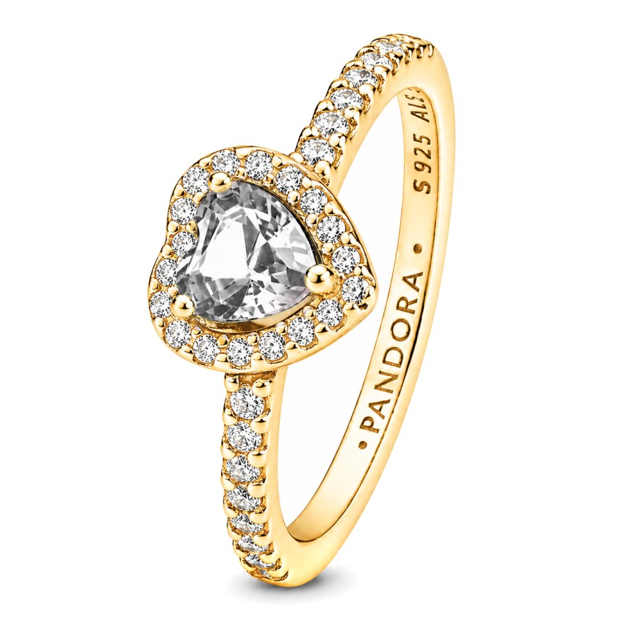 Pandora Romantický pozlacený prsten srdce 168421C01 50 mm - Prsteny Prsteny s&nbsp;kamínkem