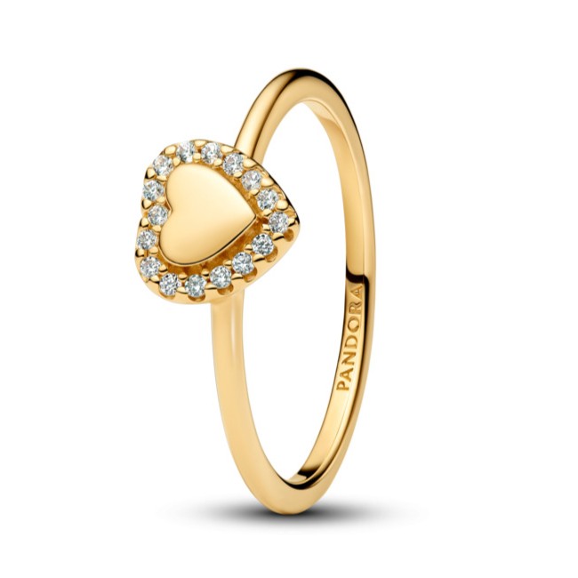 Pandora Romantický pozlacený prsten Srdce s aureolou Shine Timeless 163801C01 50 mm Pandora Romantický pozlacený prsten Srdce s aureolou Shine Timeless 163801C01 50 mm - Prsteny Prsteny s kamínkem