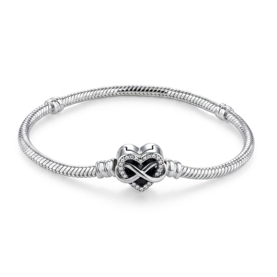 Pandora Romantický stříbrný náramek Srdce Moments 592645C01 21 cm