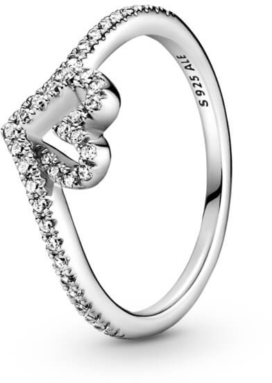 Pandora Romantický stříbrný prsten se srdíčkem Wish Timeless 199302C01 54 mm - Prsteny Prsteny s kamínkem