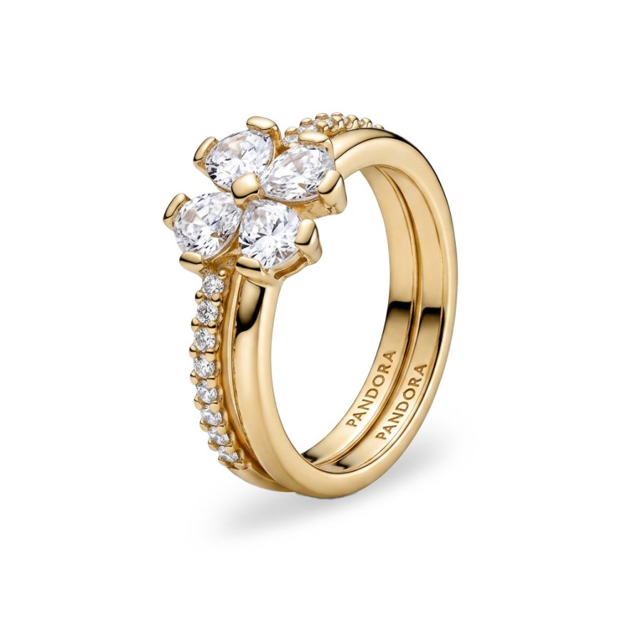 Pandora Rozdělitelný pozlacený prsten Čtyřlístek Shine 194507C01 54 mm