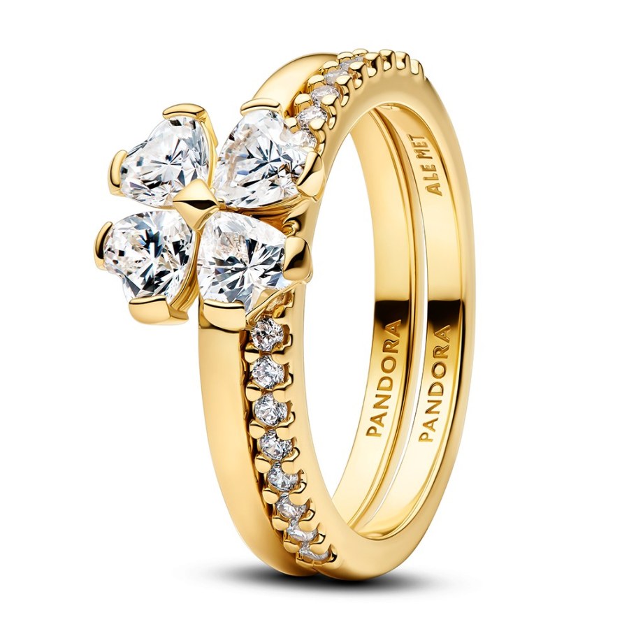 Pandora Rozdělitelný pozlacený prsten Čtyřlístek Shine 194507C01 54 mm - Sety šperků Soupravy šperků