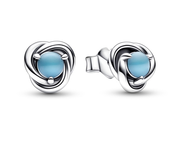 Pandora Slušivé stříbrné náušnice s tyrkysovými krystaly 292335C02 - Náušnice Pecky