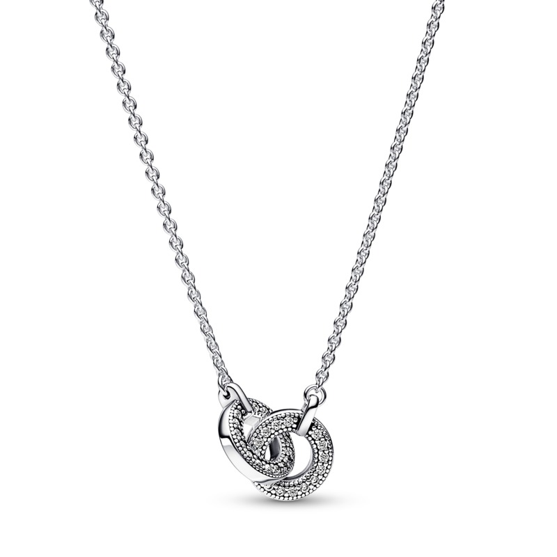 Pandora Slušivý stříbrný náhrdelník s kroužky Signature 392736C01-45 - Náhrdelníky