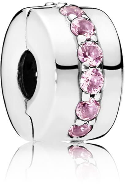Pandora Stříbrný klip s růžovými kamínky 791972PCZ - Přívěsky a korálky