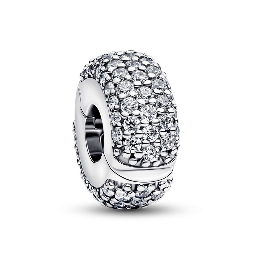 Pandora Stříbrný klipový korálek s&nbsp;čirými zirkony Moments 794032C01 - Přívěsky Přívěsky na náramky