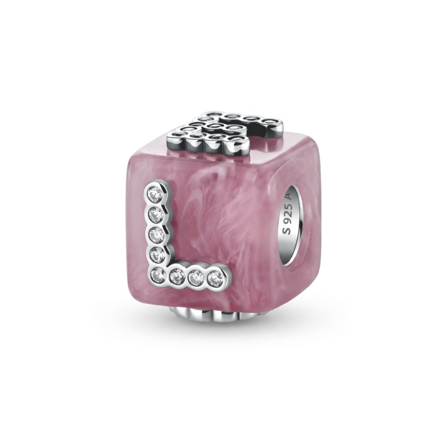 Pandora Stříbrný korálek růžová Murano kostka Love Moments 794433C01