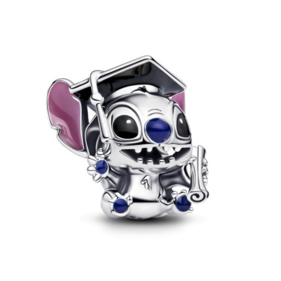 Pandora Stříbrný korálek Stitch s promoční čepicí 2025 Disney 793789C01 - Přívěsky