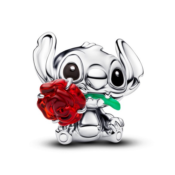 Pandora Stříbrný korálek Stitch s&nbsp;růží Disney 794378C01 - Přívěsky Přívěsky na náramky
