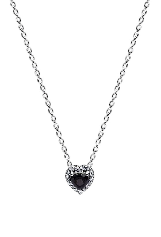 Pandora Stříbrný náhrdelník s černým srdíčkem Timeless 398425C03-45