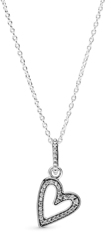 Pandora Stříbrný náhrdelník s třpytivým srdcem 398688C01-50 - Náhrdelníky