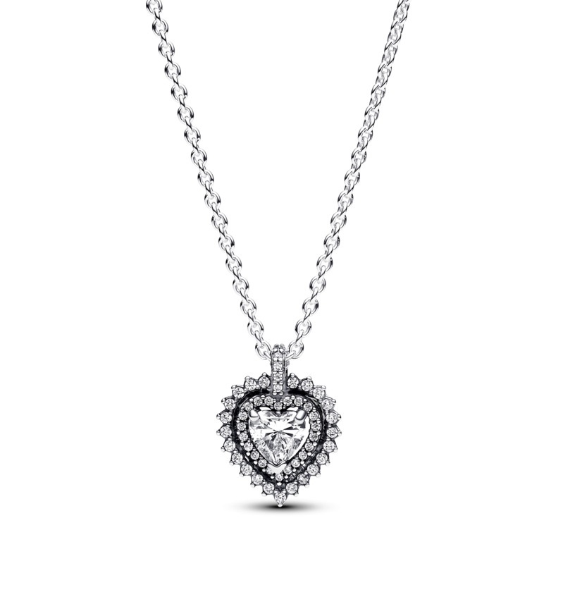 Pandora Stříbrný náhrdelník s třpytivým srdíčkem Timeless 393099C01-45 - Náhrdelníky