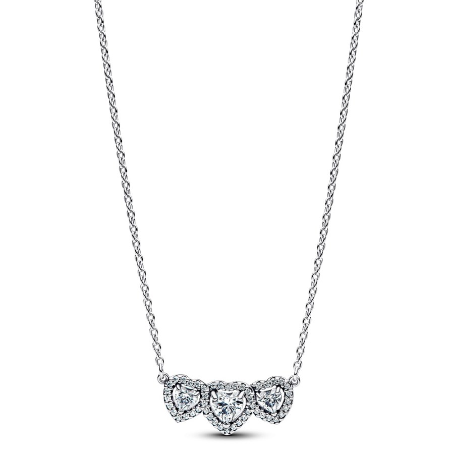 Pandora Stříbrný náhrdelník Trojité srdce Timeless 394412C01-45
