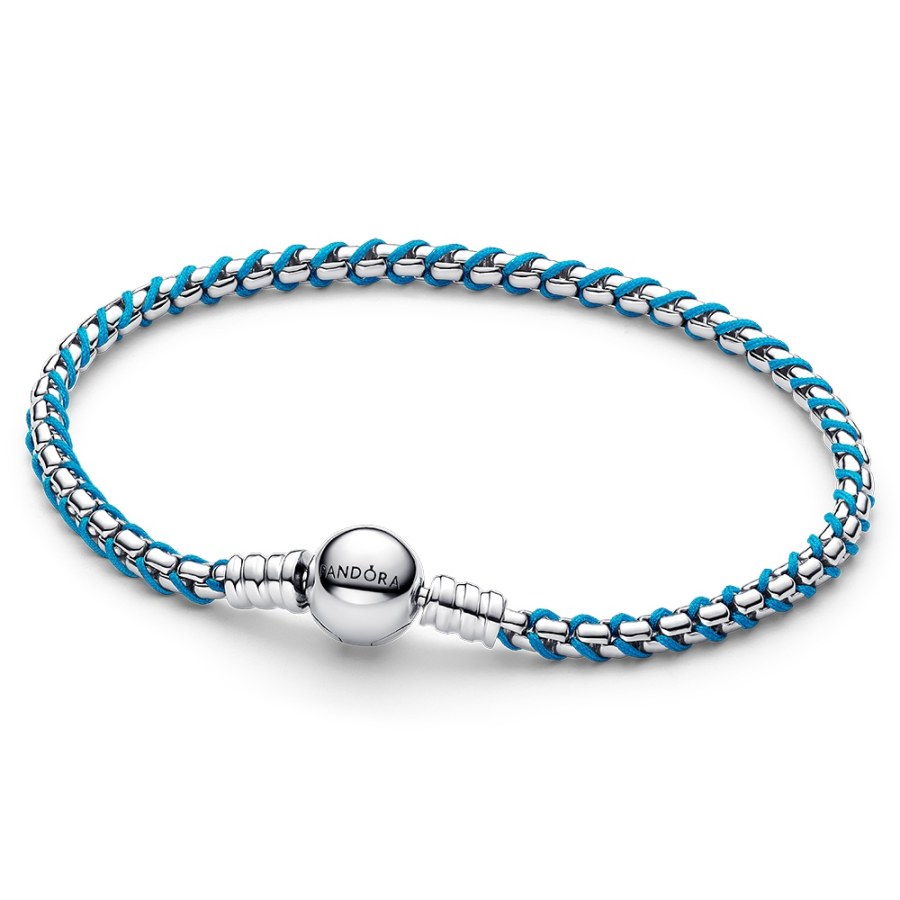 Pandora Stříbrný náramek na přívěsky s tyrkysovou šňůrkou Moments 593816C01 18 cm Pandora Stříbrný náramek na přívěsky s tyrkysovou šňůrkou Moments 593816C01 18 cm - Náramky Navlékací náramky