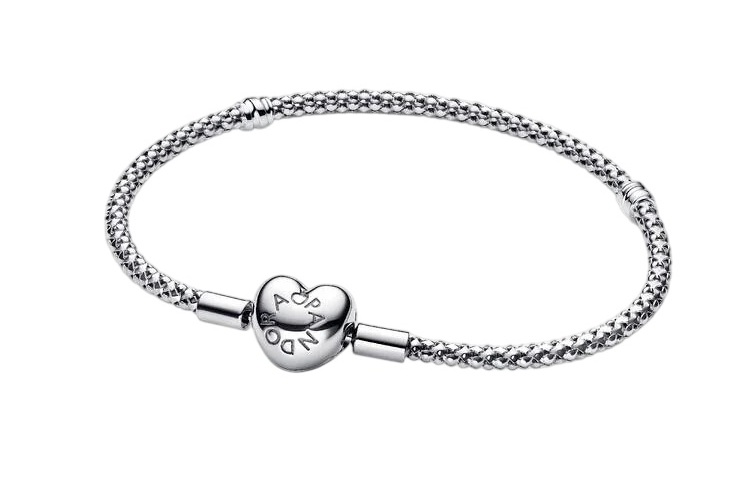 Pandora Stříbrný navlékací náramek Srdce Moments 593853C00 18 cm